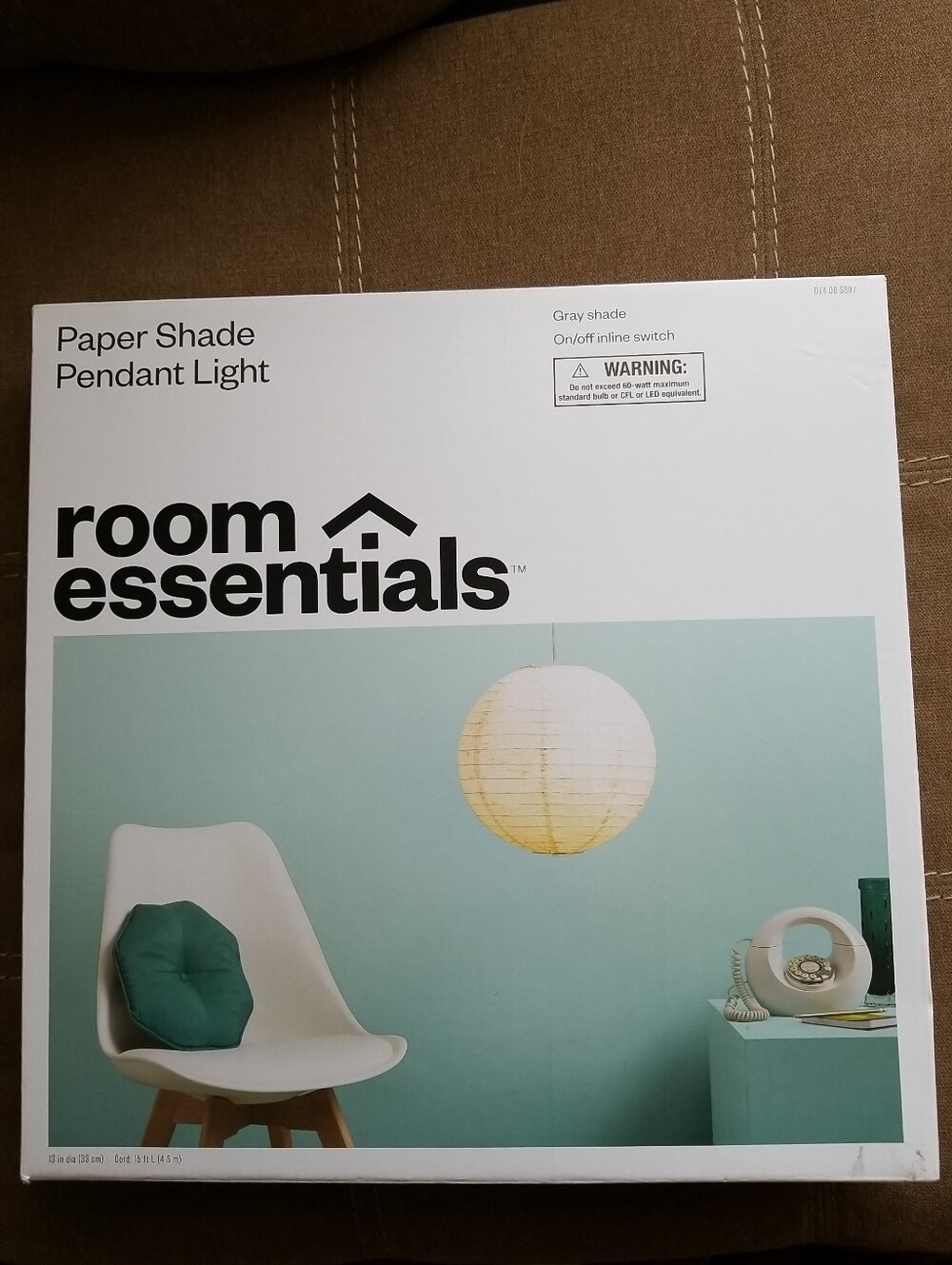 Room Essentials Gray Paper Shade Pendant